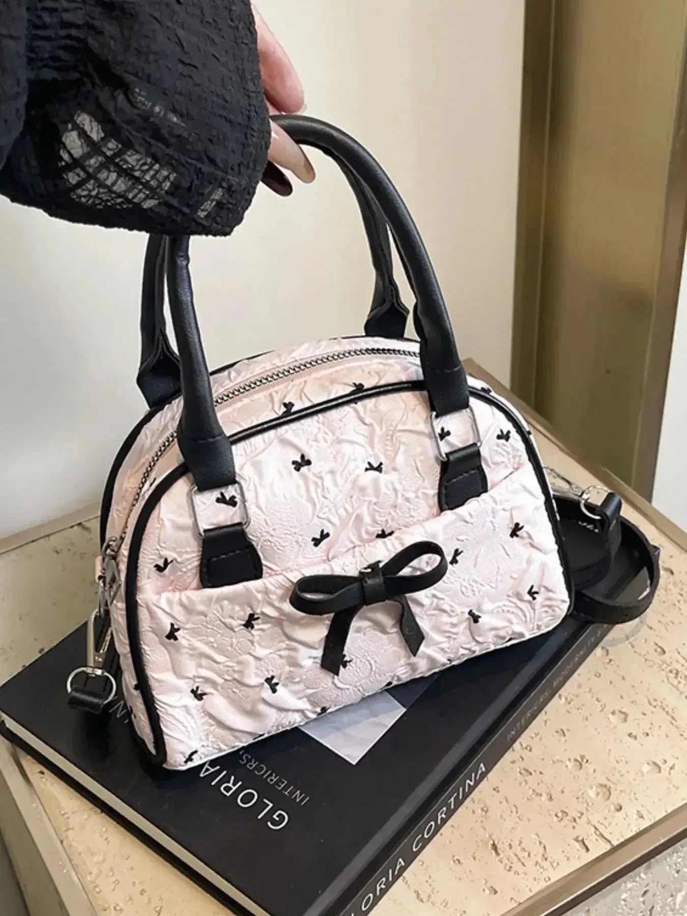 Ruched Bow Crossbody Bag - DaisyDrop 