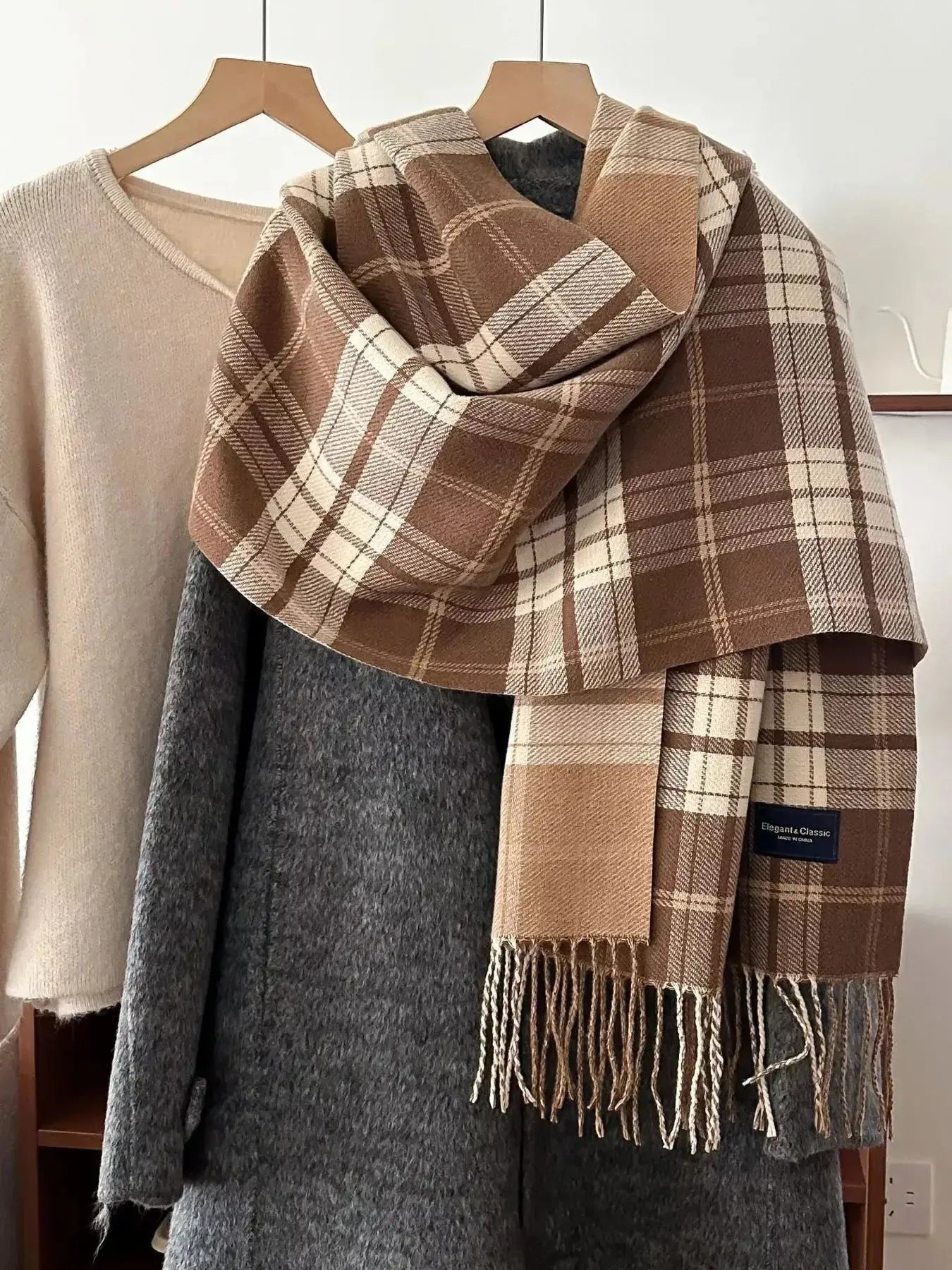 Classic Fringe Plaid Scarf - DaisyDrop 