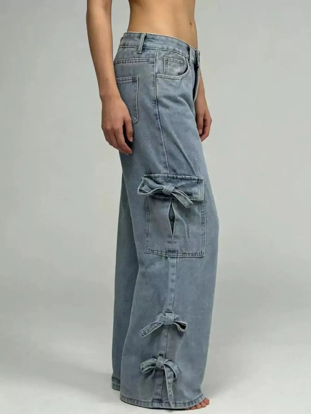 Bow Wide Leg Jeans - DaisyDrop 
