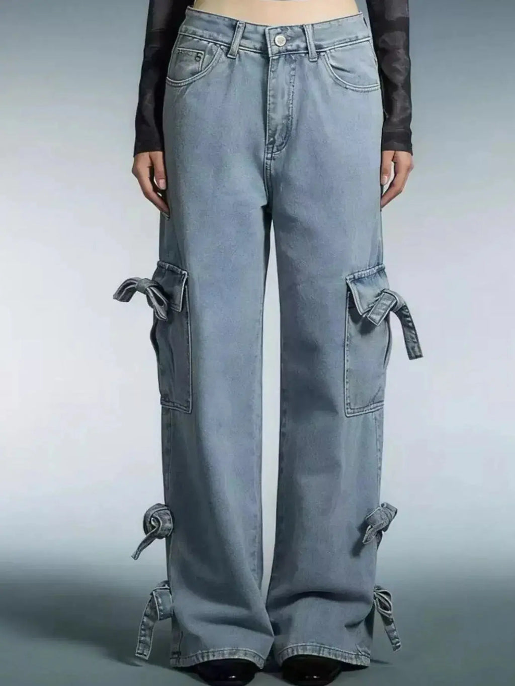 Bow Wide Leg Jeans - DaisyDrop 