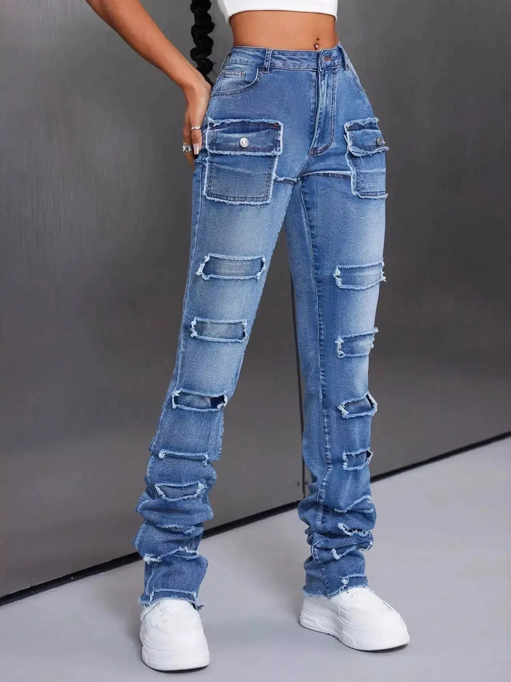 Men's Distressed Slim Fit Jeans - DaisyDrop 