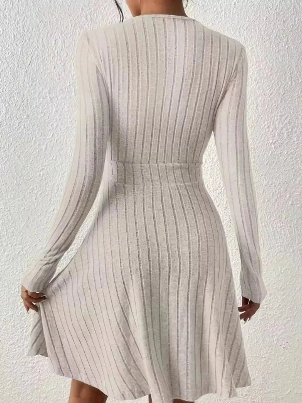 Ribbed Knit Wrap Mini Dress - DaisyDrop 