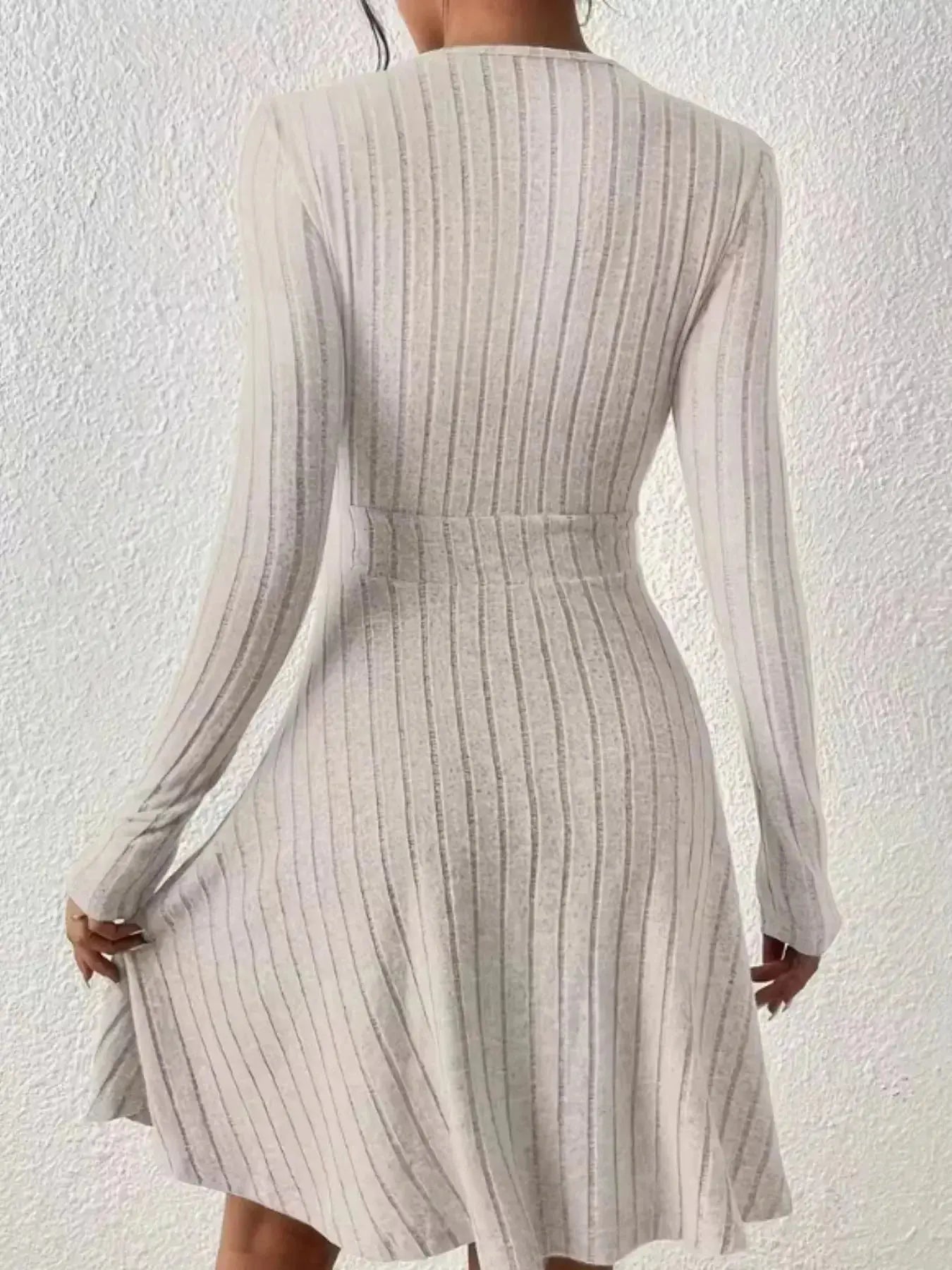 Ribbed Knit Wrap Mini Dress - DaisyDrop 