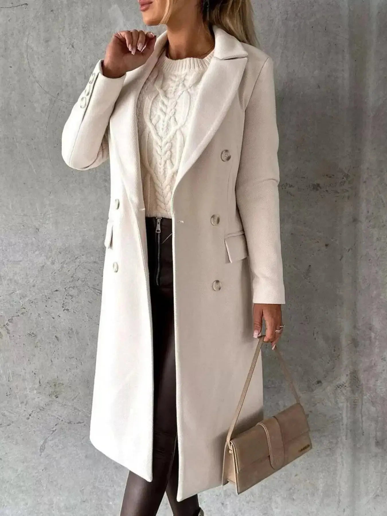 Double-Breasted Longline Coat - DaisyDrop 