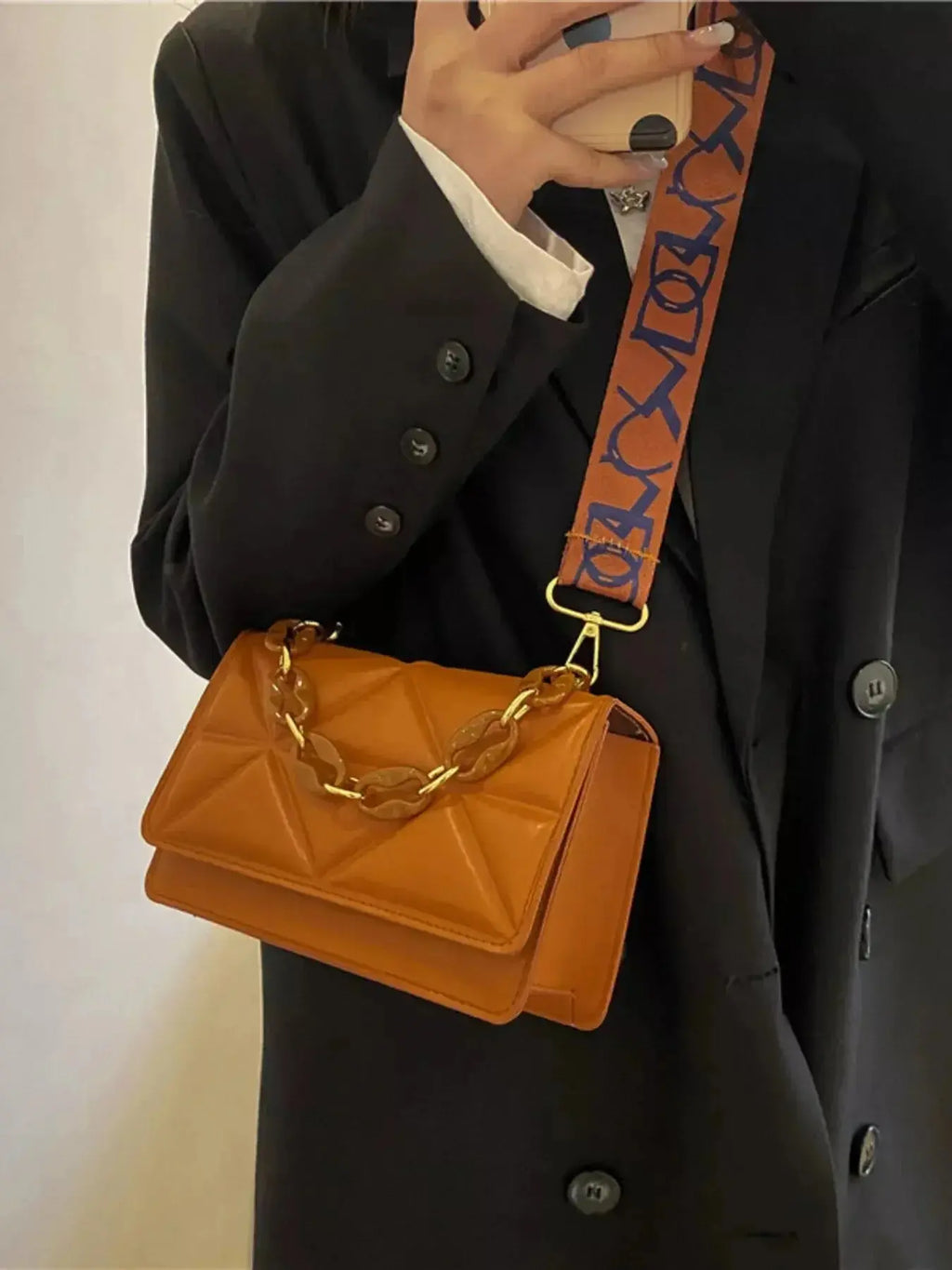 Quilted Adjustable Strap Crossbody Bag - DaisyDrop 