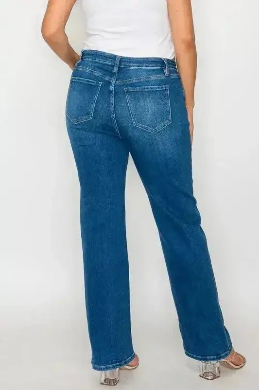 bytos Full Size Cat's Whiskers High Rise Straight Jeans - DaisyDrop 