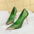 Chinese style women's high heels, silk thin heels, shallow mouth metal pointed satin, banquet high heels, single shoes for women eprolo