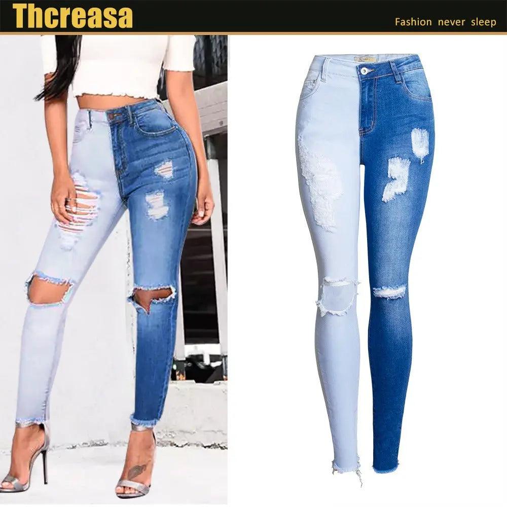 Stretchy Distressed Denim Pants eprolo