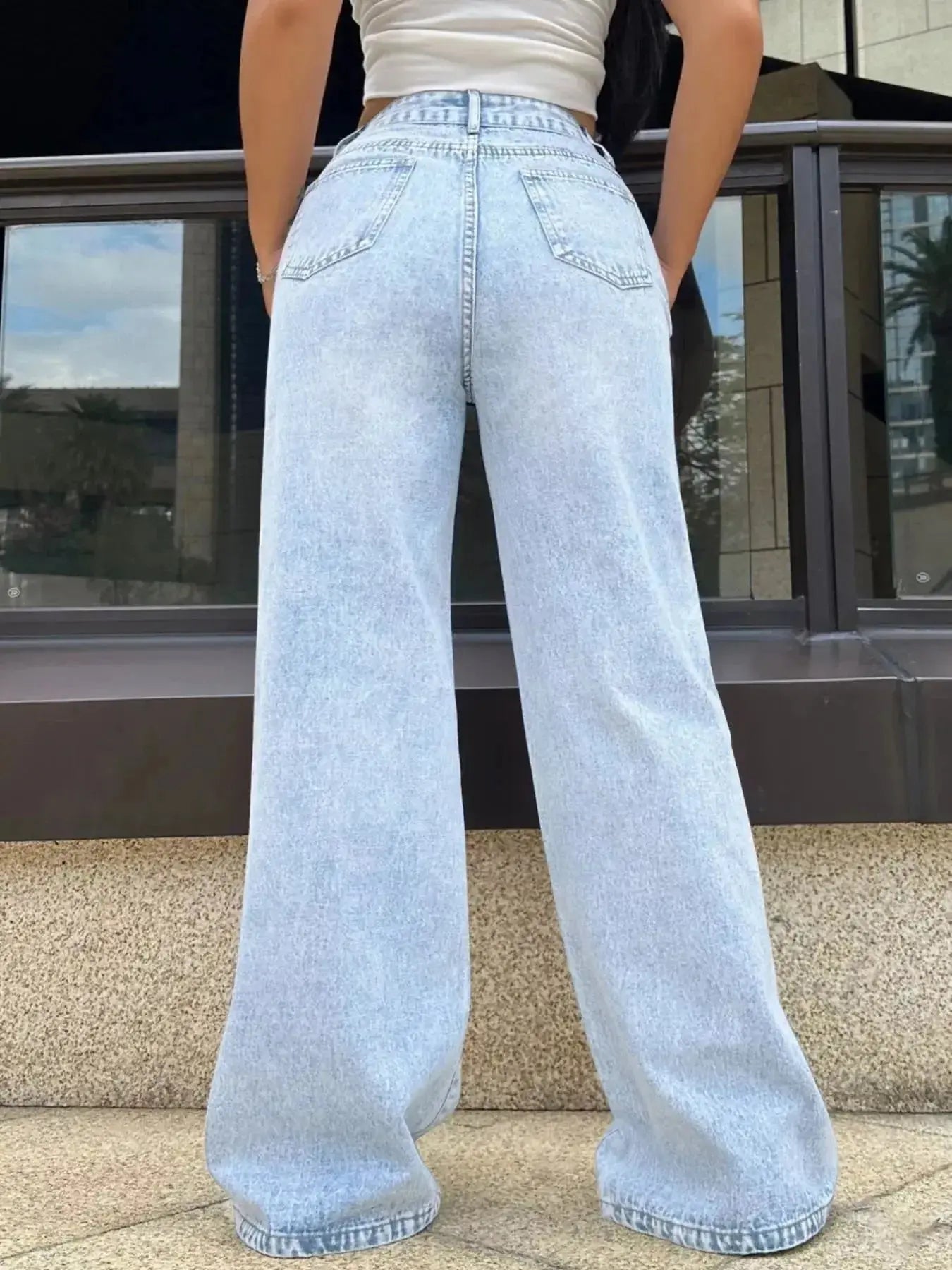 High-Waisted Wide Leg Jeans - DaisyDrop 