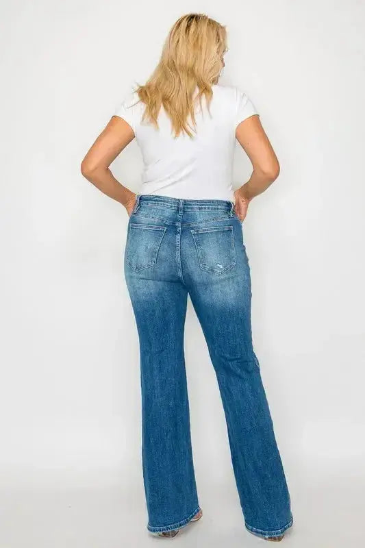 bytos Full Size Distressed High Rise Jeans with Pockets - DaisyDrop 