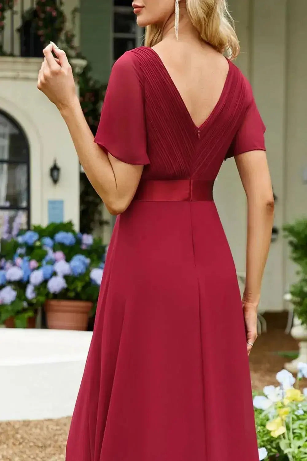 Surplice Flutter Sleeve Maxi Dress - DaisyDrop 