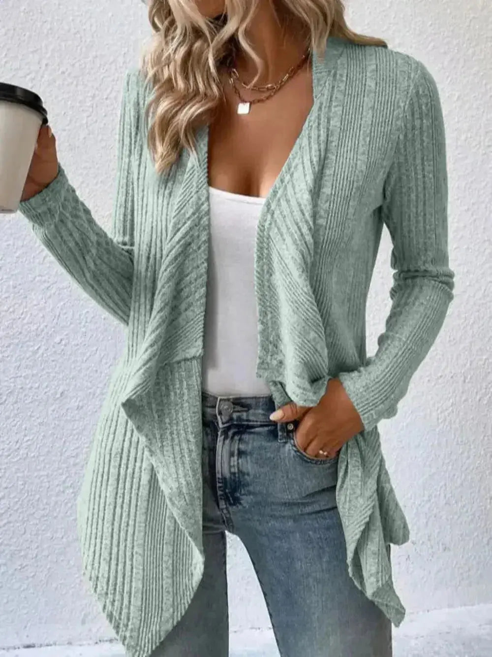 Open Front Long Sleeve Cardigan - DaisyDrop 