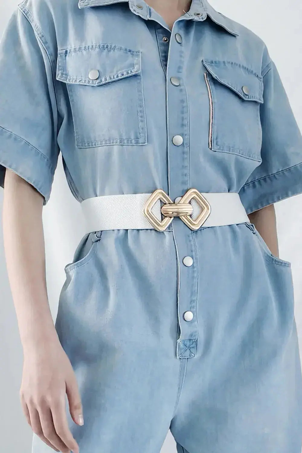 Geometric Buckle Elastic Wide Belt - DaisyDrop 