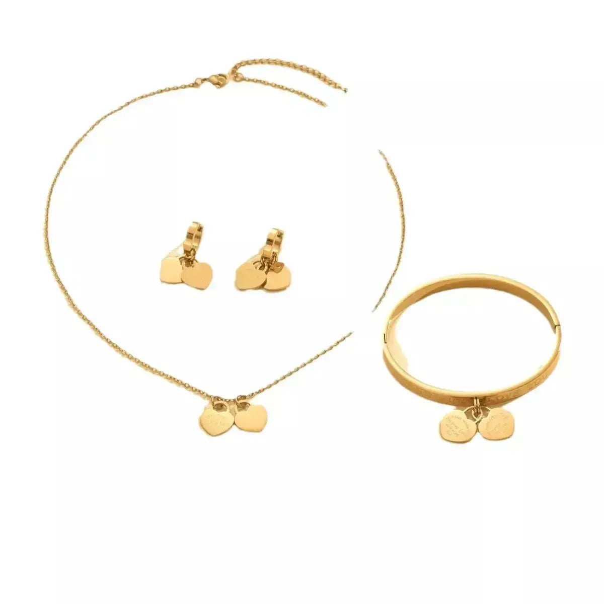 18K Gold-Plated Heart Jewelry Set - DaisyDrop 