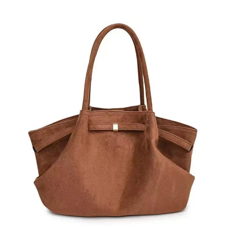 Suede tote bag for women large capacity commuting retro handbag eprolo