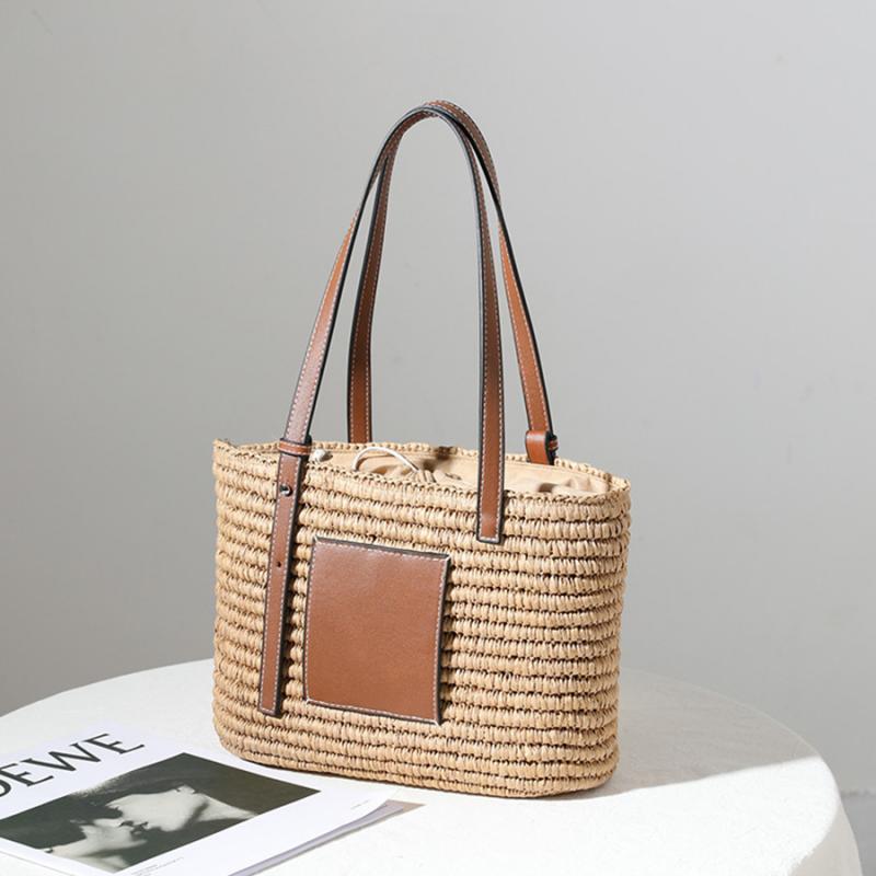 Bohemian Straw Splice Women Shoulder Natural Handmade Rattan Straw Tote