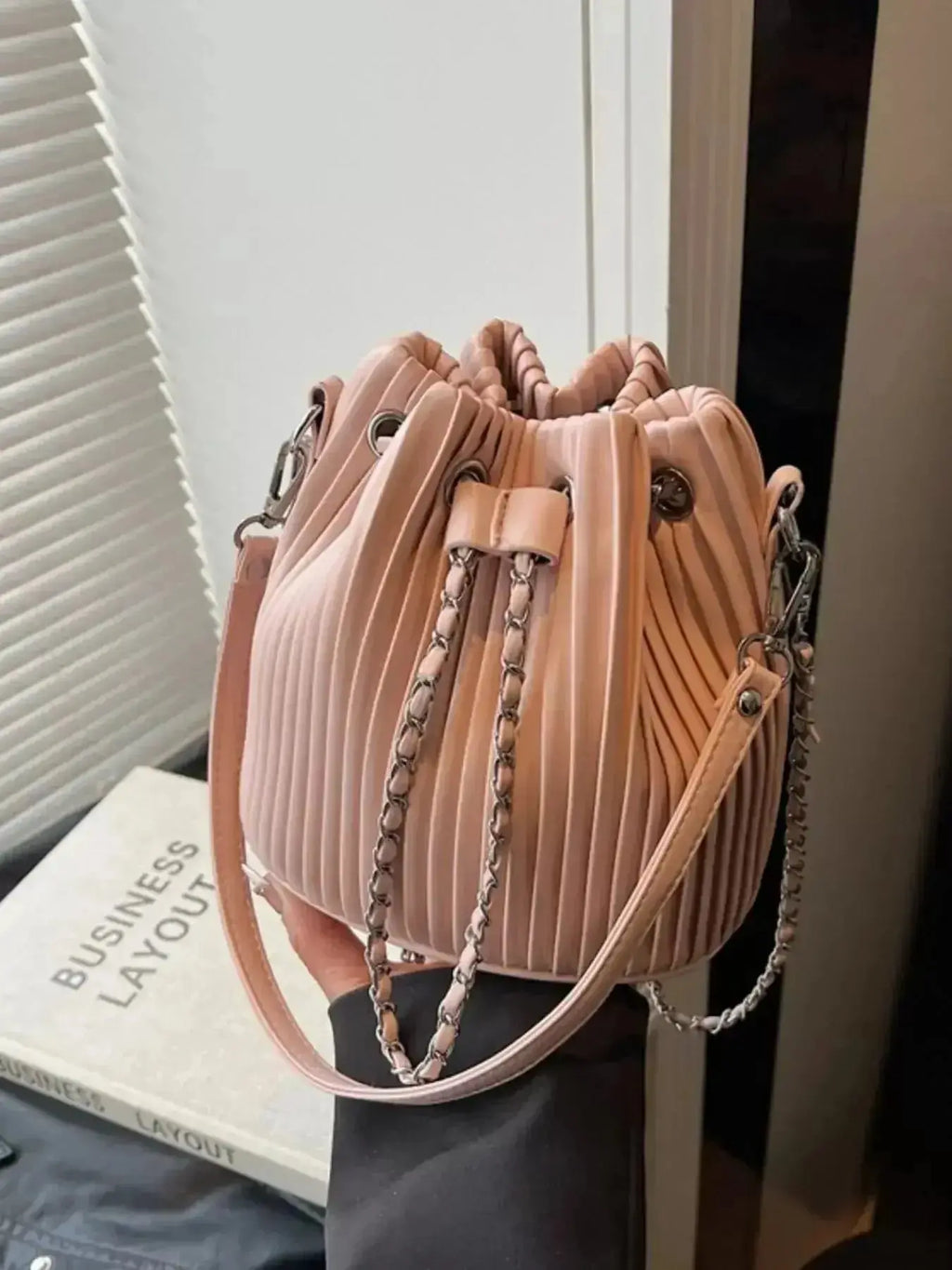 Pleated Bucket Crossbody Bag - DaisyDrop 