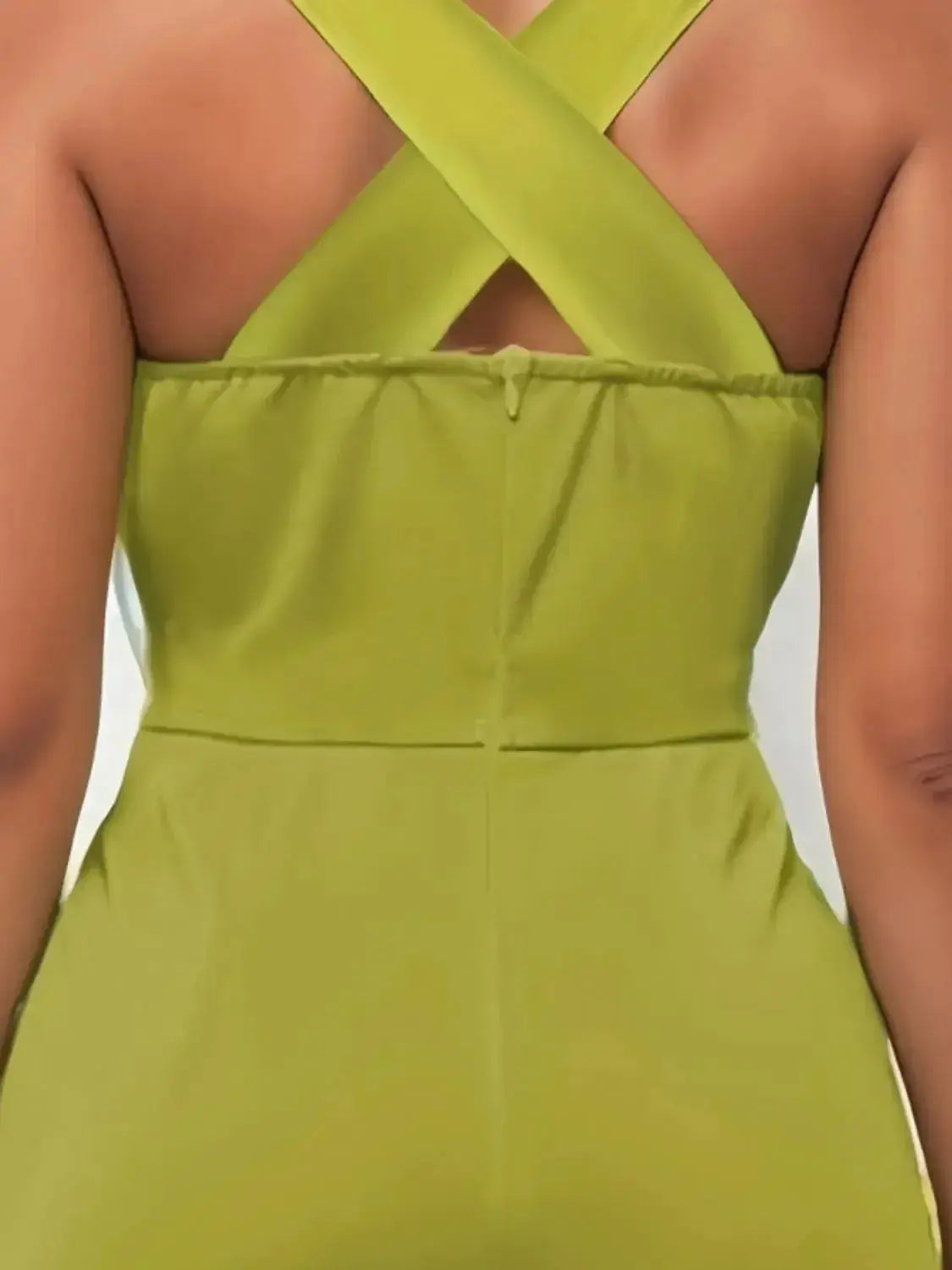 Crisscross Back Solid Color Sleeveless Romper - DaisyDrop 