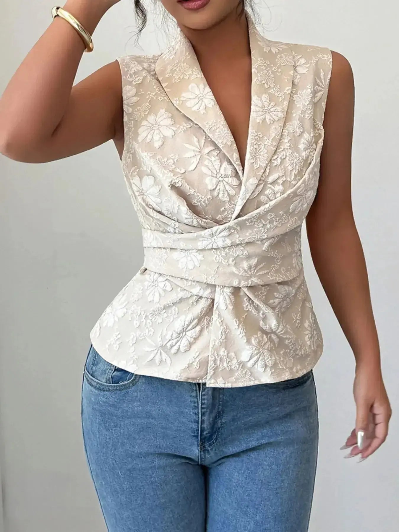 Tie Waist Wrap Tank Top - DaisyDrop 