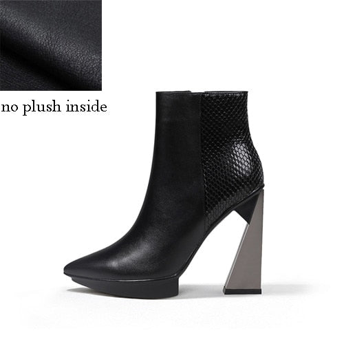 Genuine Leather Pointed Toe Boots