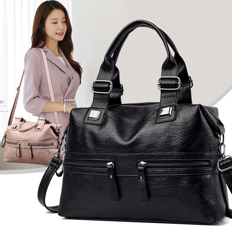 Large Capacity Latest Sheepskin Leather Women's Handbag