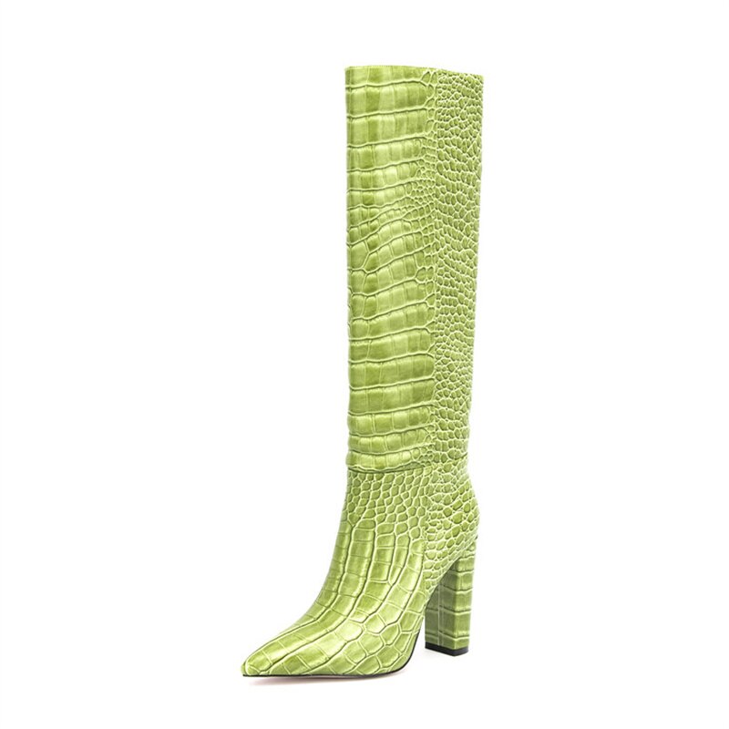 Luxury Brand Design Female Pointed Toe Knee High Boots