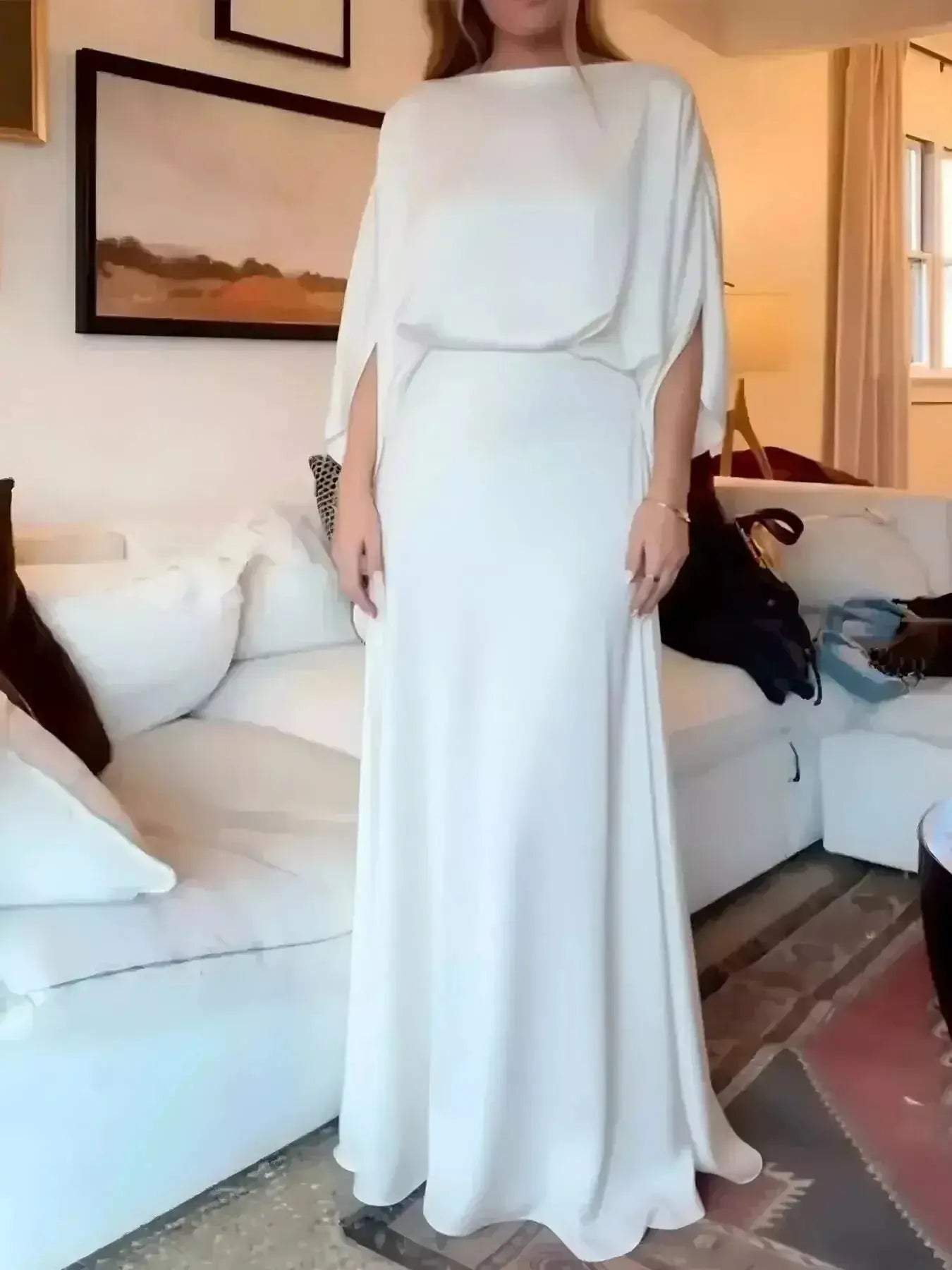 Full Size Elegant Batwing Sleeve Maxi Dress Plus Size - DaisyDrop 