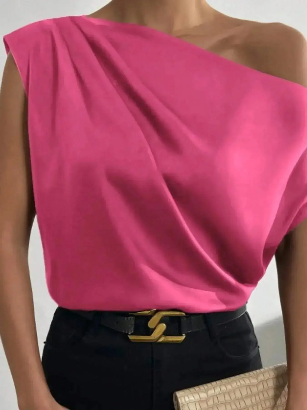 Asymmetrica One-Shoulder Draped Blouse - DaisyDrop 