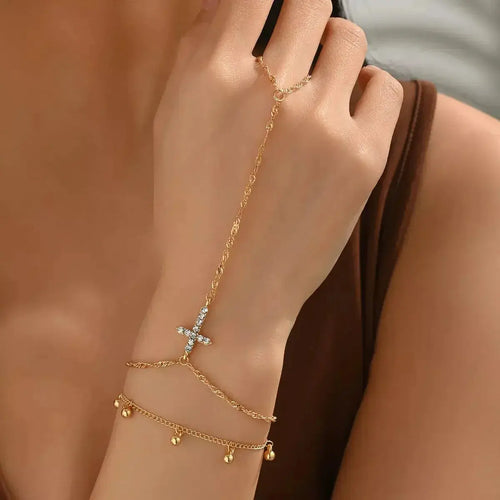 18K Gold-Plated Chain Cross Bracelet - DaisyDrop 