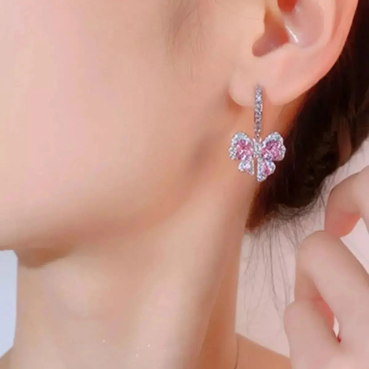 Zircon Bowknot Drop Earrings - DaisyDrop 