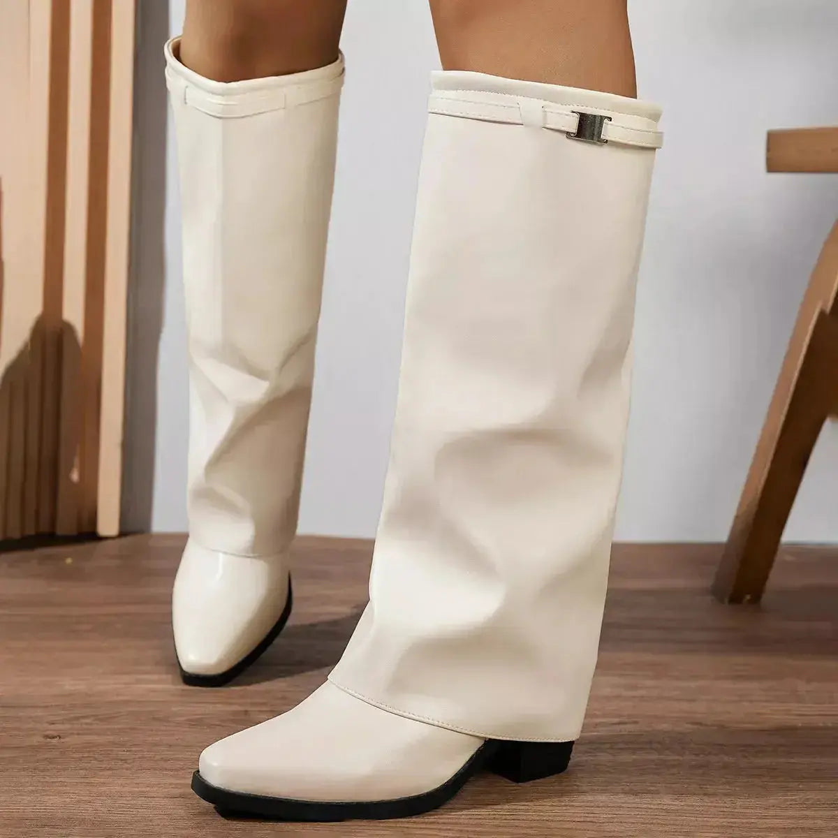 Knee-High Block Heel Boots - DaisyDrop 