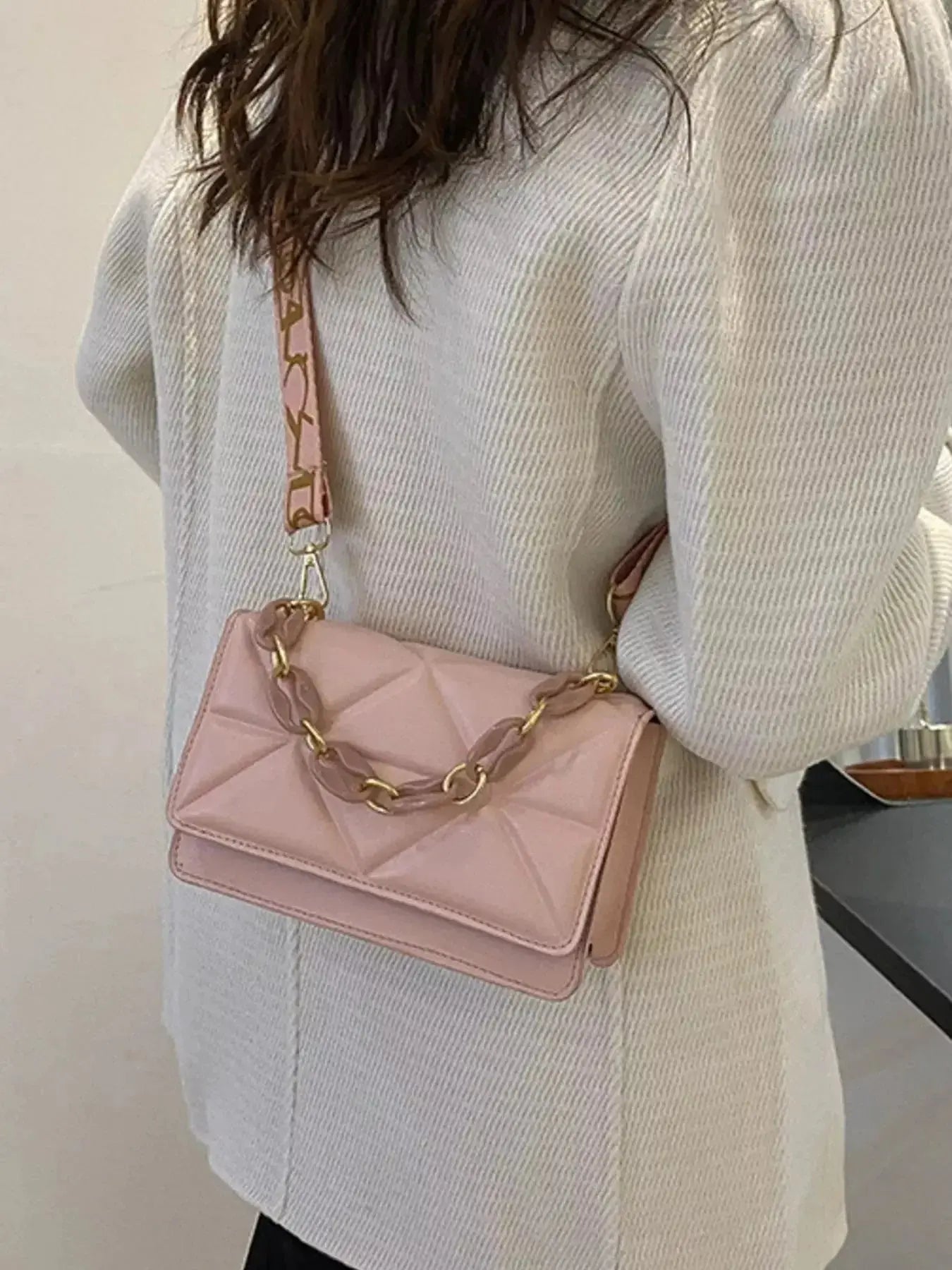 Quilted Adjustable Strap Crossbody Bag - DaisyDrop 