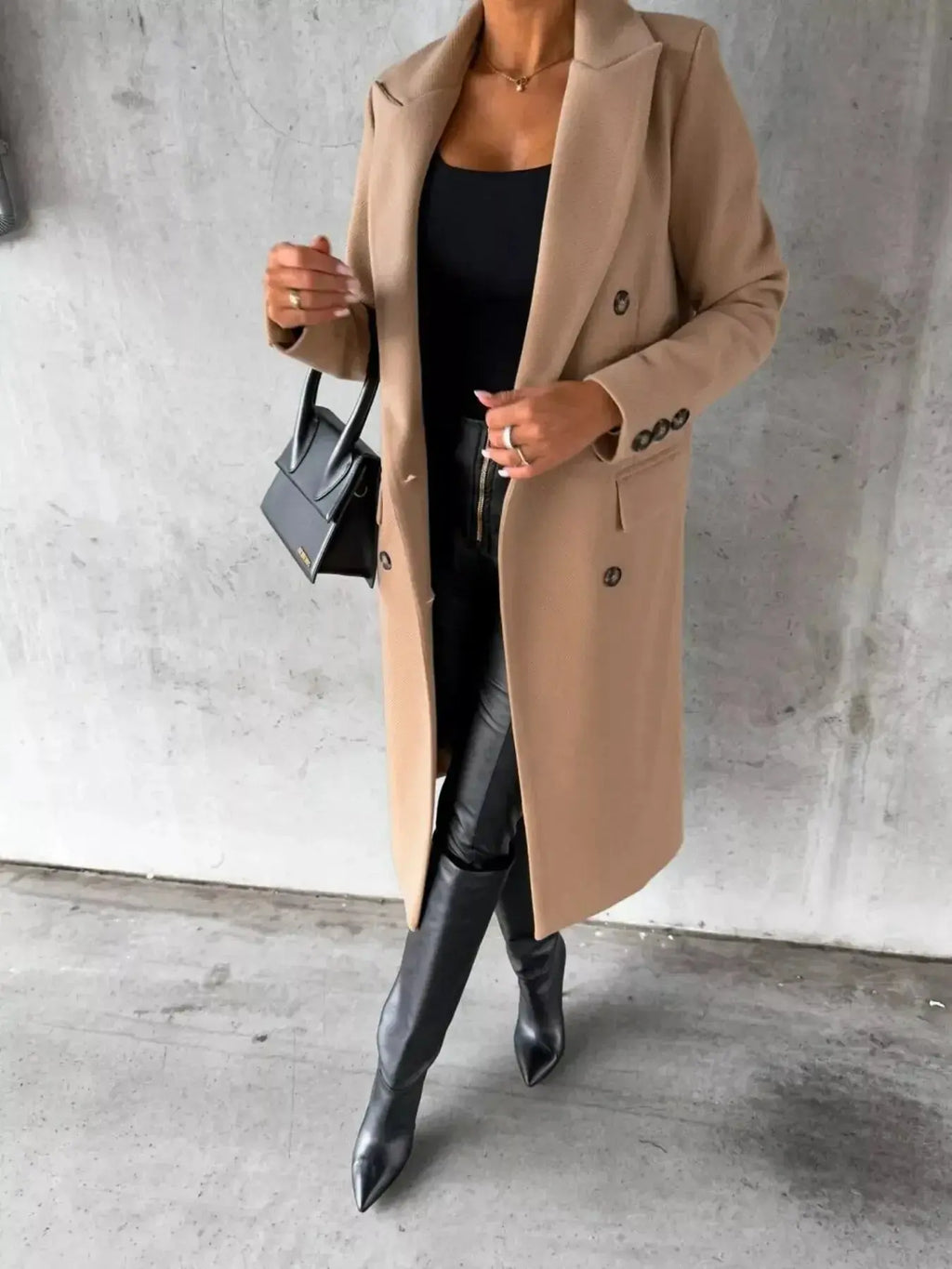 Double-Breasted Longline Coat - DaisyDrop 