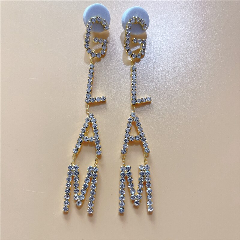 Exaggerated Queen Rhinestone Earrings for Women