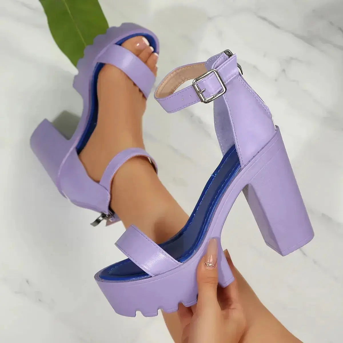Chunky Platform Ankle Strap Sandals - DaisyDrop 