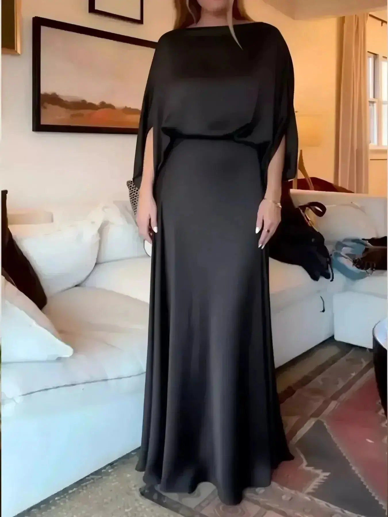 Full Size Elegant Batwing Sleeve Maxi Dress Plus Size - DaisyDrop 