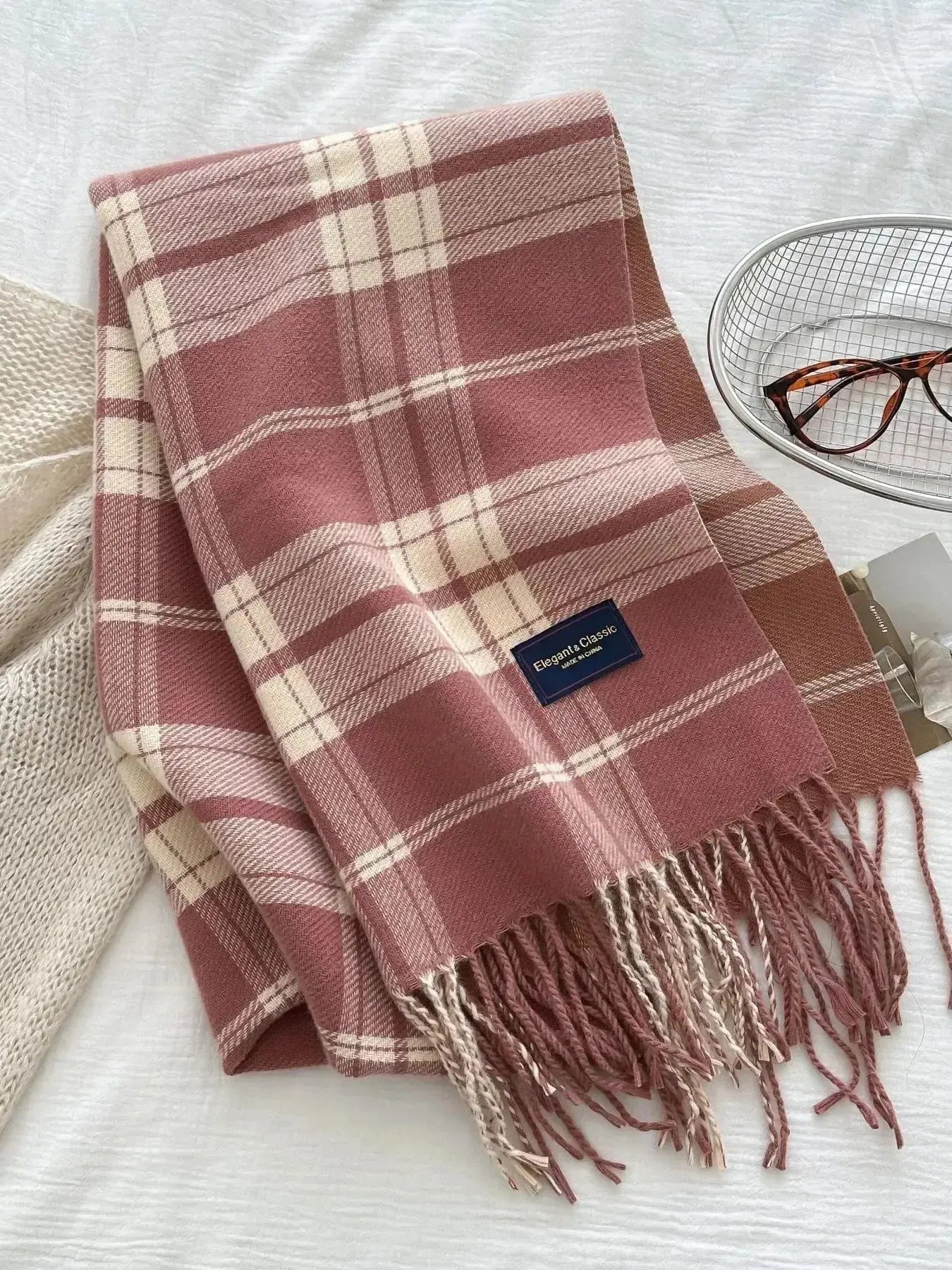 Classic Fringe Plaid Scarf - DaisyDrop 