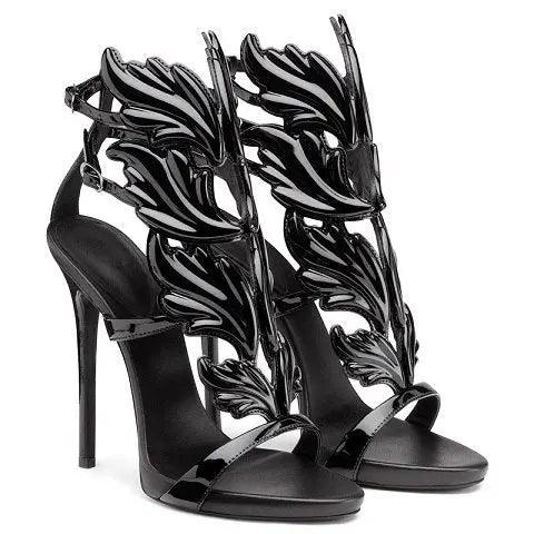 Leather Gladiator Sandals Women Gold Leaf Flame eprolo