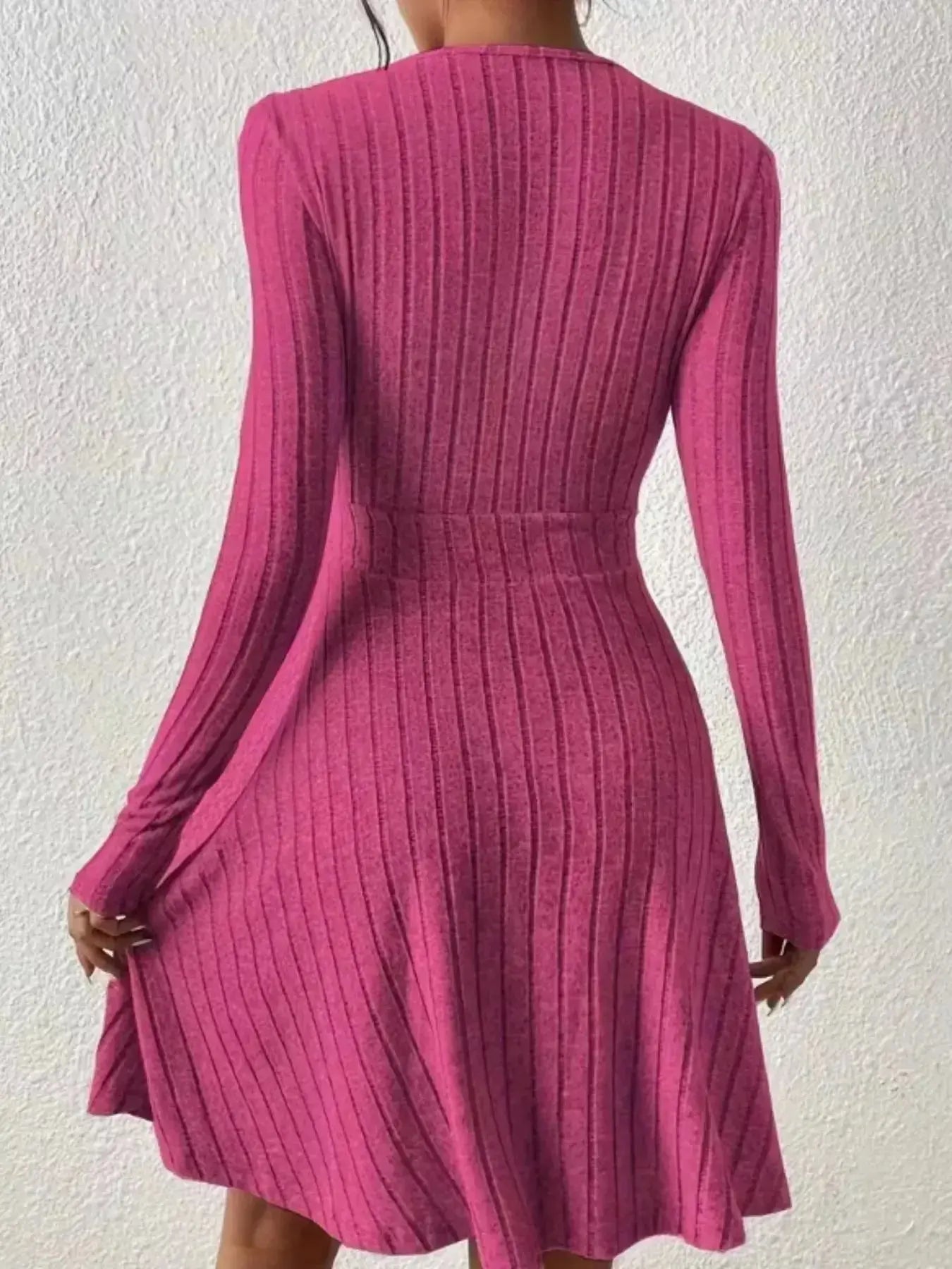 Ribbed Knit Wrap Mini Dress - DaisyDrop 