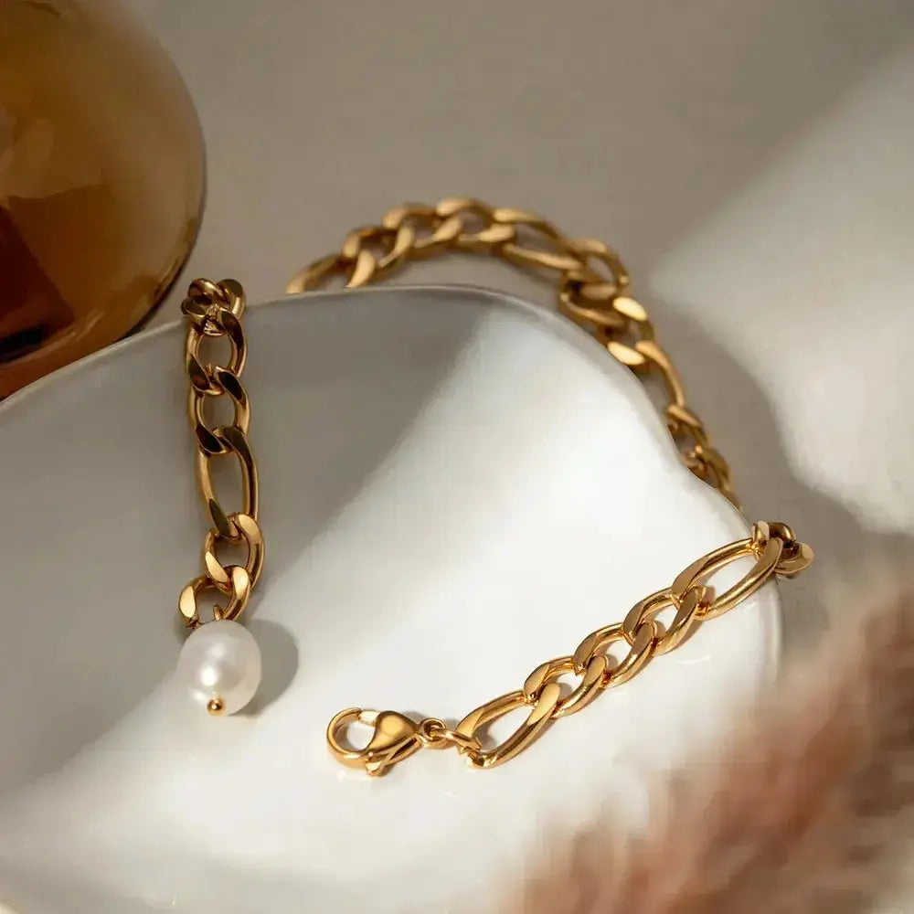 Stainless Steel Chain Pearl Anklet Bracelet - DaisyDrop 