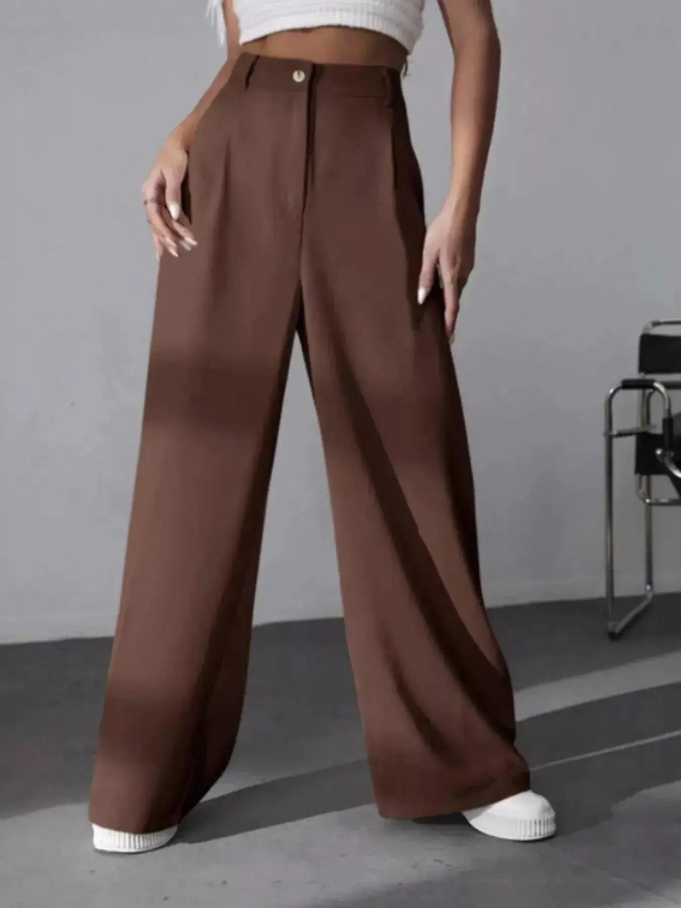 Wide Leg Pleated Pants - DaisyDrop 