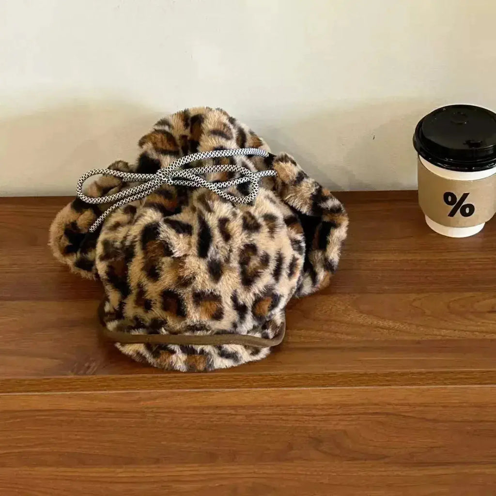 Leopard Print Faux Fur Trapper Hat - DaisyDrop 