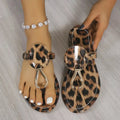 Leopard Toe Post Flats Sandals - DaisyDrop 