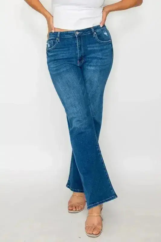 bytos Full Size Cat's Whiskers High Rise Straight Jeans - DaisyDrop 