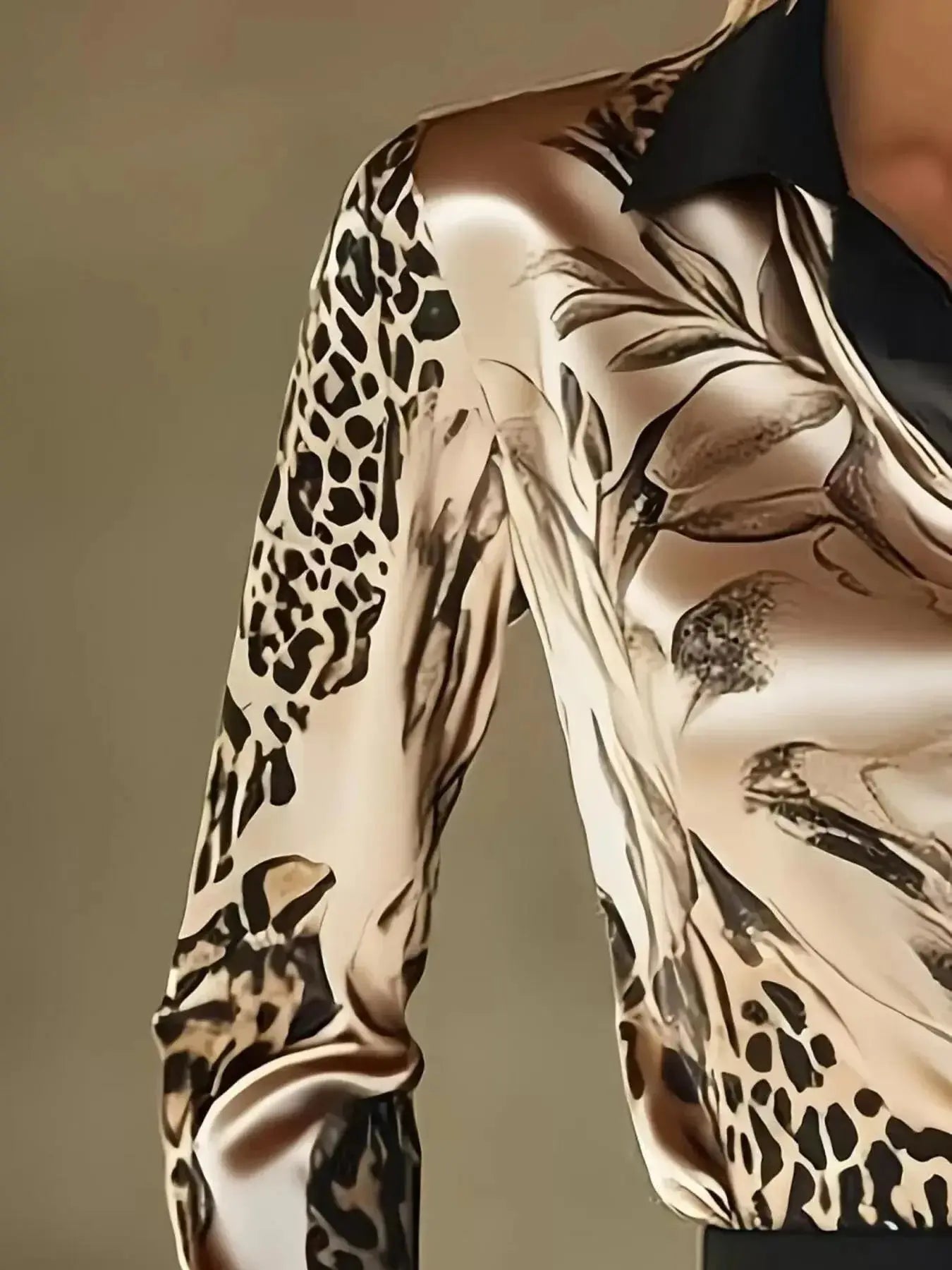 Printed Button Up Satin Shirt - DaisyDrop 