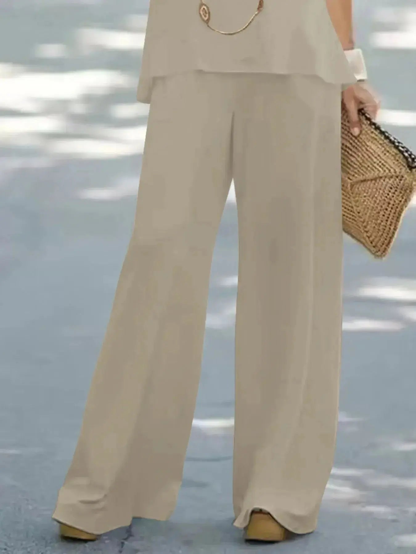 Halter Top and Wide Leg Pants Matching Set - DaisyDrop 