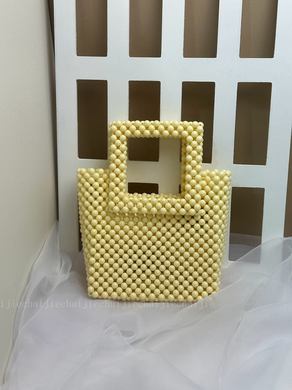 Acrylic Square Tote  Handmade Green Beads Handbag
