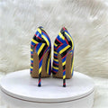 Multi-Color Stripes Print Pointy Toe eprolo