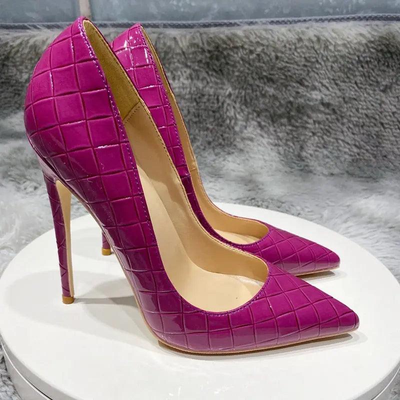 Tikicup Purple Croc-Effect Sexy High Heels eprolo