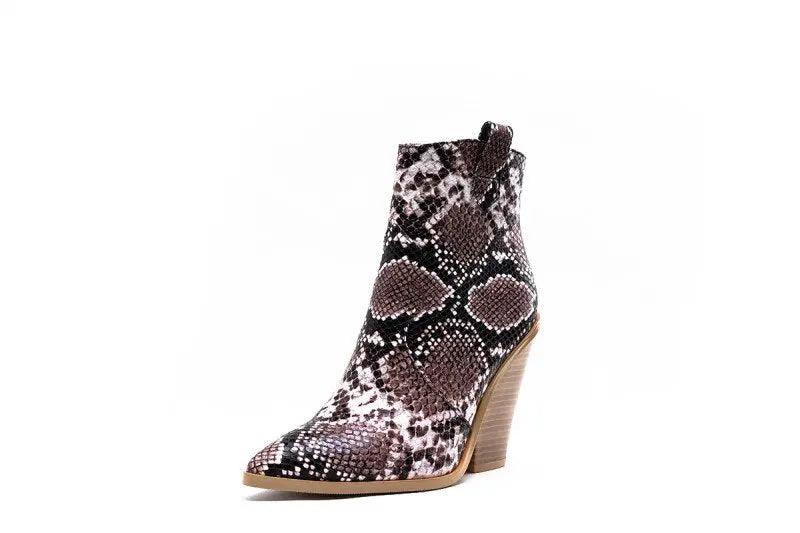 MStacchi Gold Snake Print Ankle Boots eprolo
